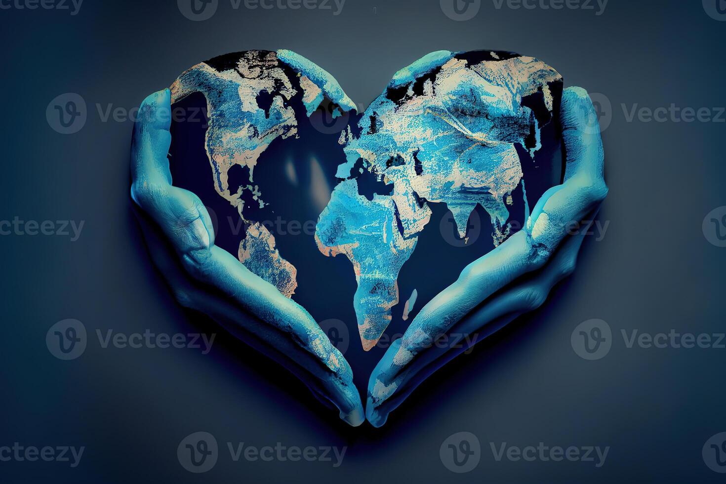 Forming heart shape isolated on blue background. photo
