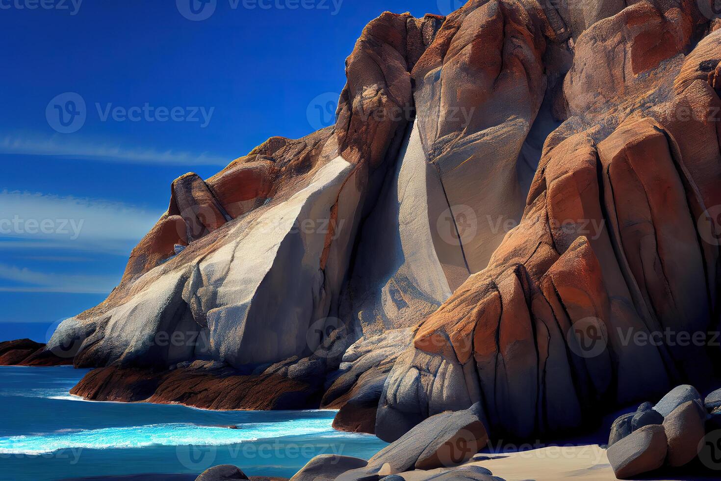 Scenic View Of Rock Formation In Sea. photo