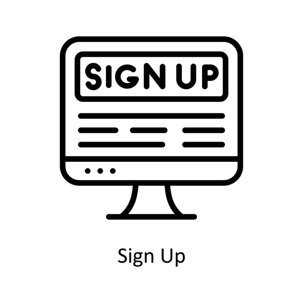 Sign Up  Vector   outline Icons. Simple stock illustration stock