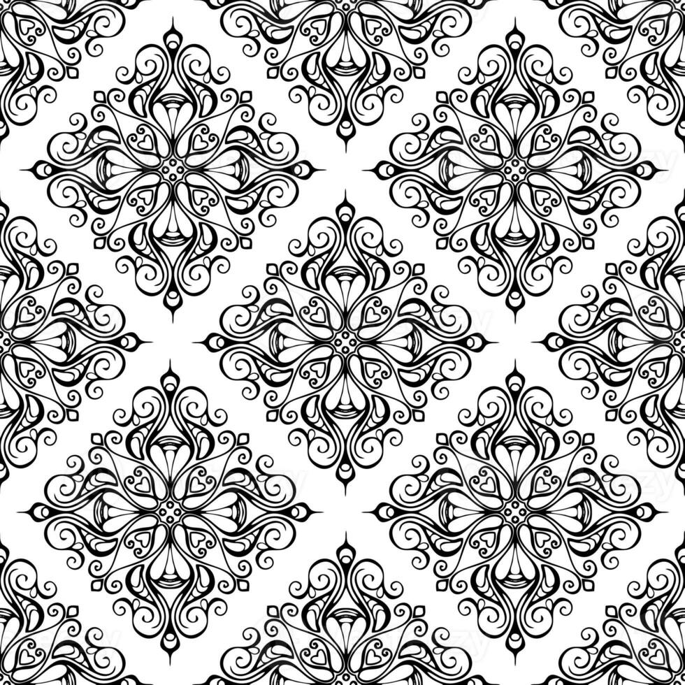 seamless graphic pattern, tile with abstract geometric black ornament on white background, texture, design photo