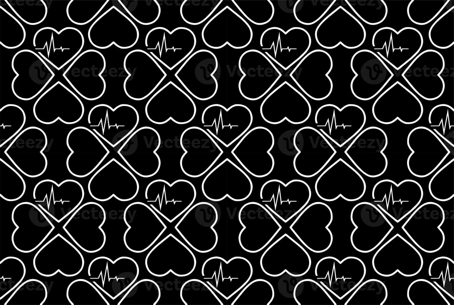 simple seamless pattern of white hearts on a black background, texture, design photo