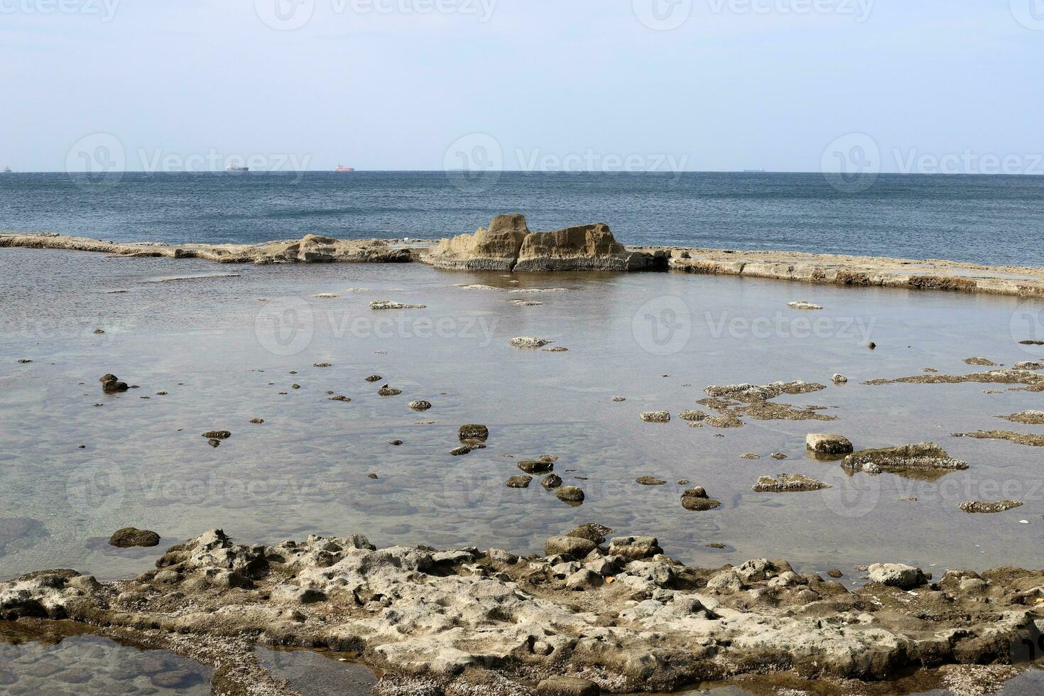 Coast of the Mediterranean Sea in northern Israel. photo
