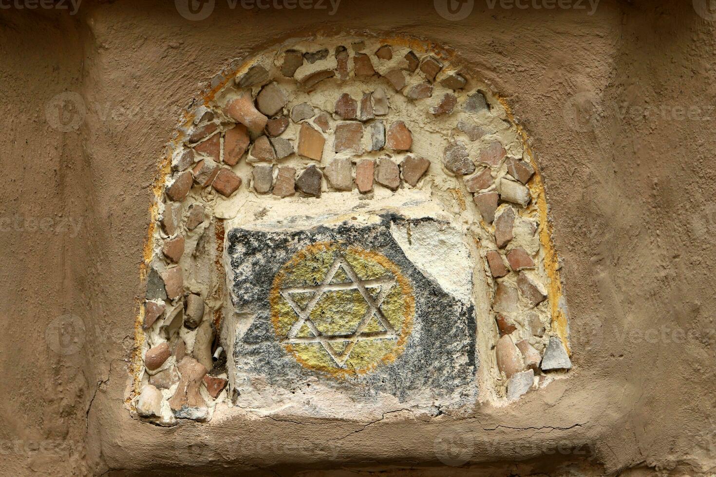 The blue and white flag of Israel with the six-pointed Star of David. photo