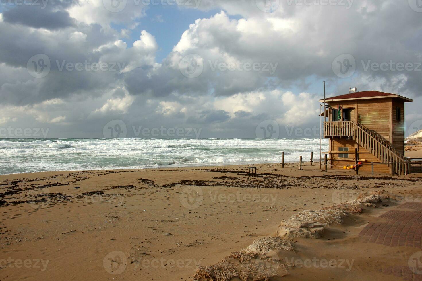 Coast of the Mediterranean Sea in northern Israel. photo