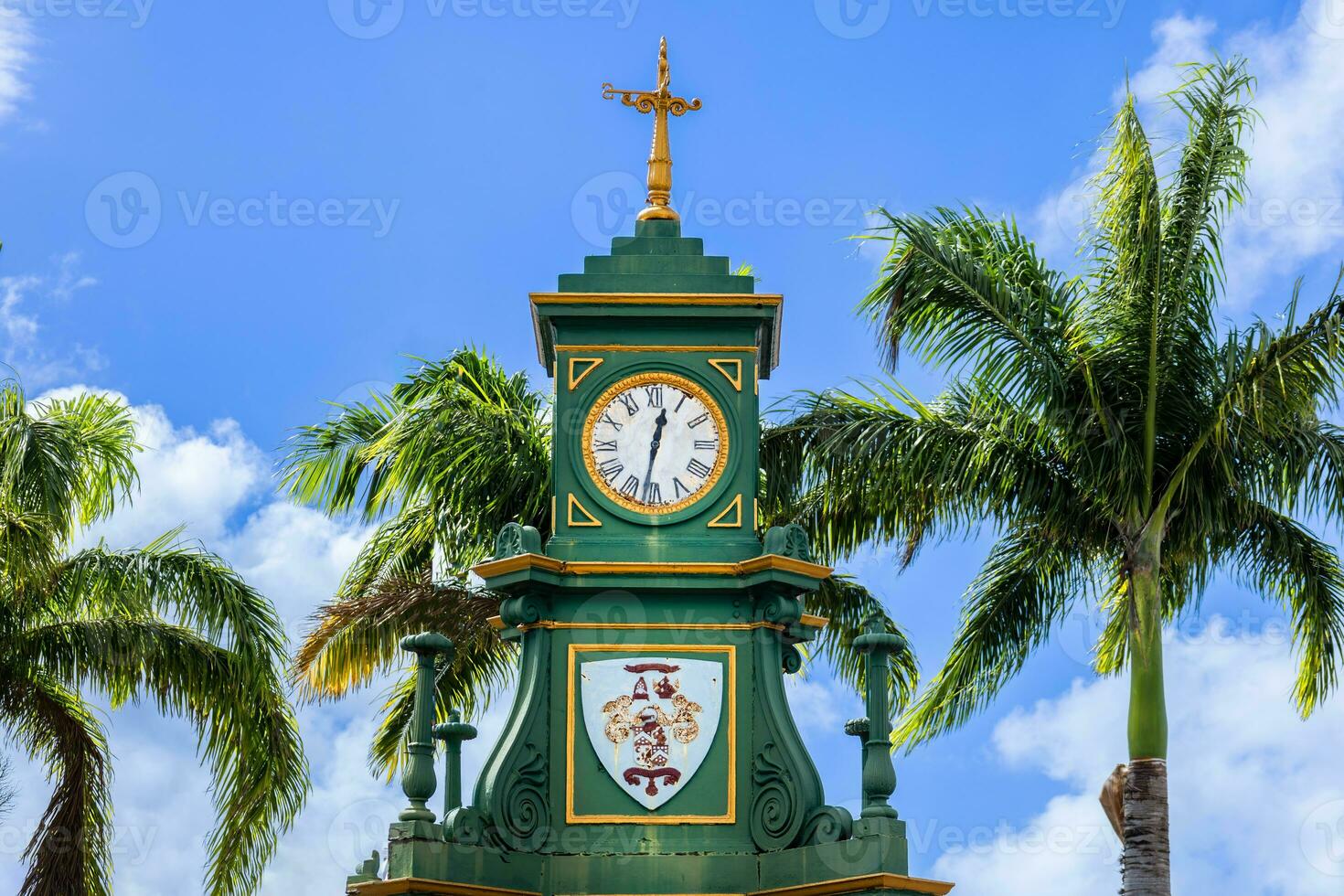 Saint Kitts and Nevis, Basseterre colorful colonial architecture in historic city center photo