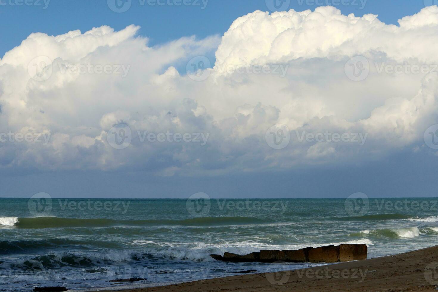 Coast of the Mediterranean Sea in northern Israel. photo