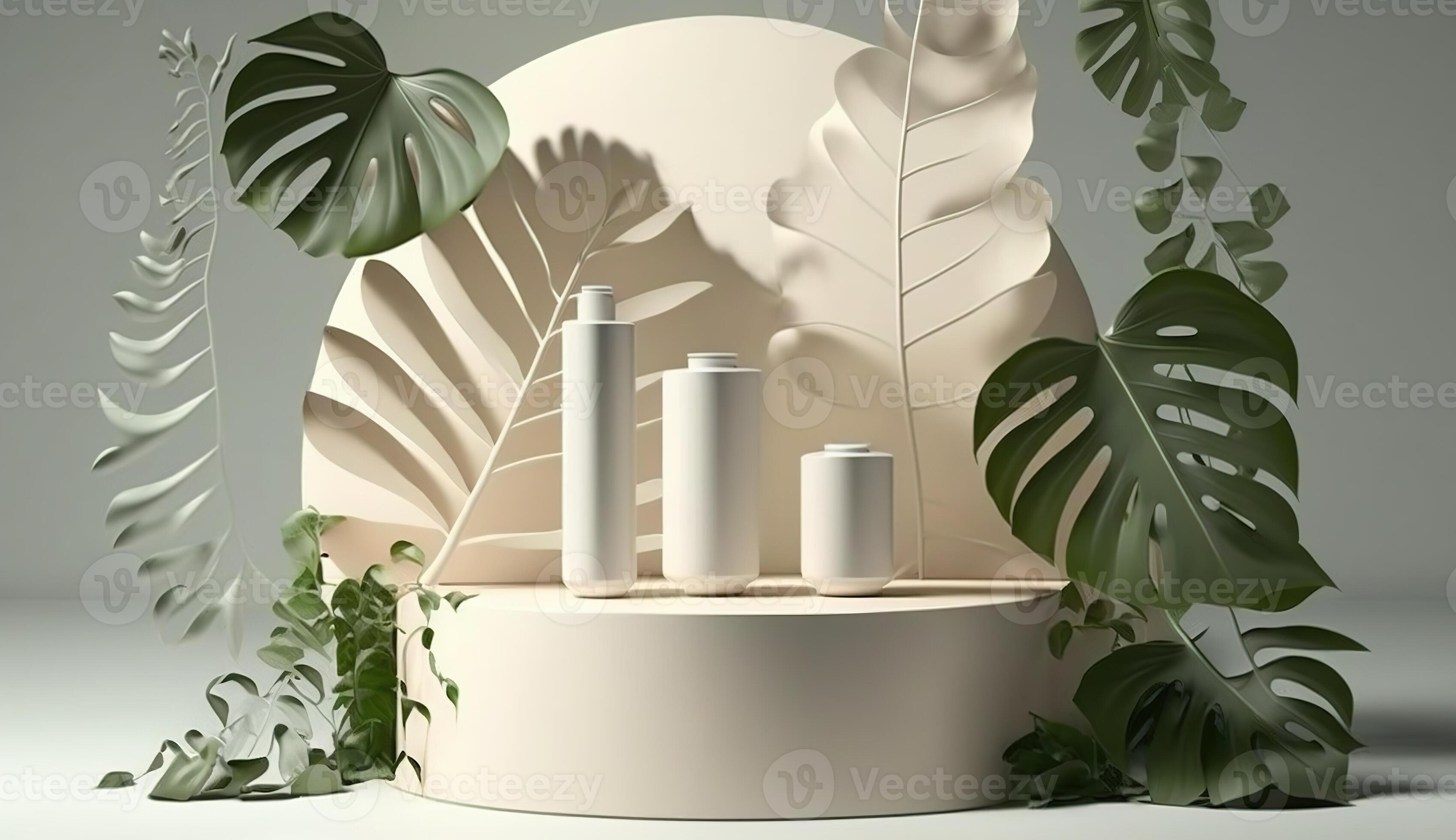 3D white podium for beauty skincare products display. stand to show