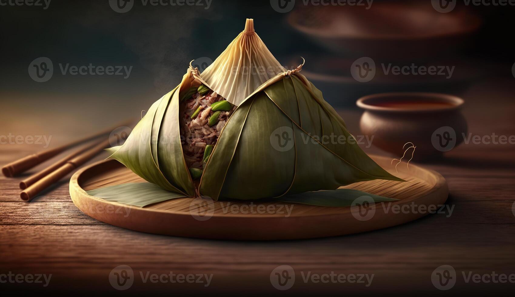 Zongzi Rice dumpling for Chinese traditional Dragon Boat Festival Duanwu Festival. . photo