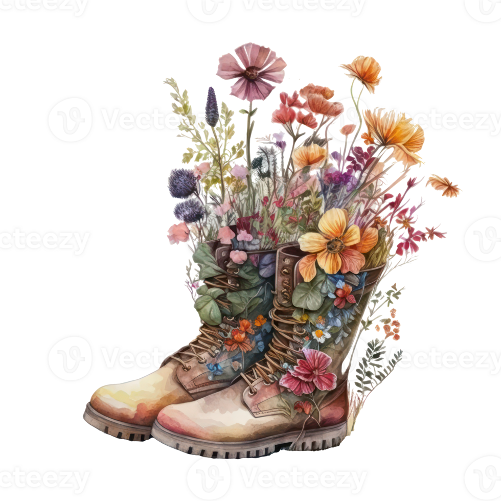 Watercolor painting of pair of boots . png