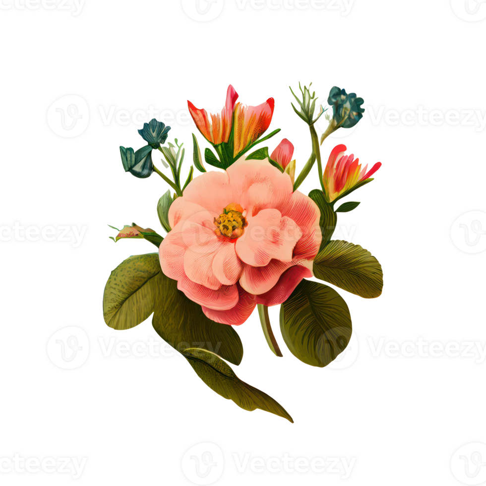 Flowers and leaves watercolor . png