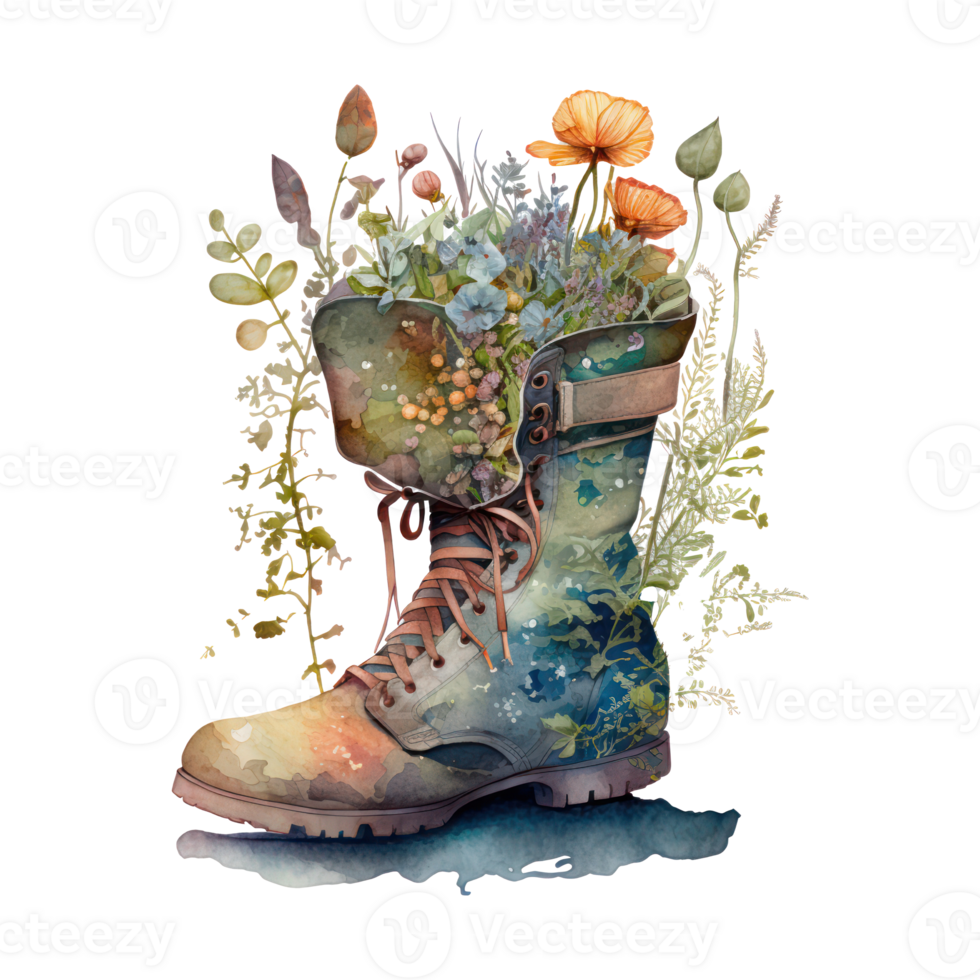 Watercolor painting of pair of boots . png