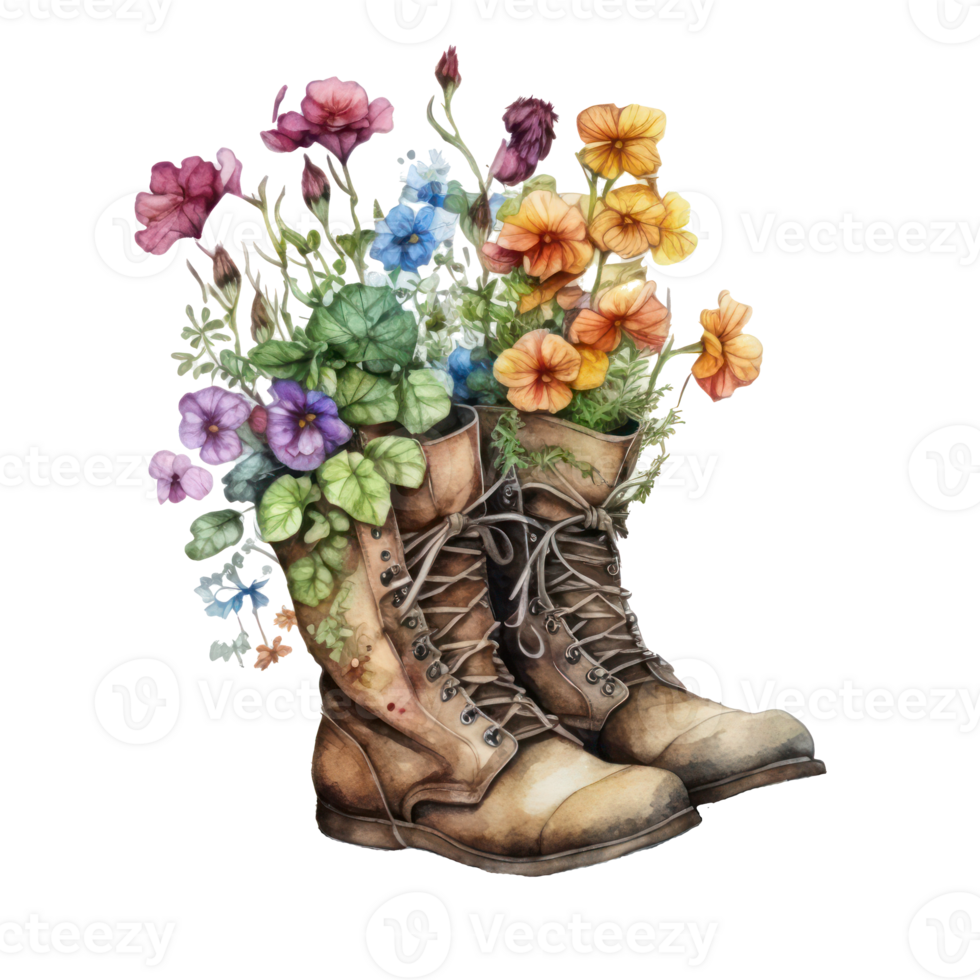 Watercolor painting of pair of boots . png