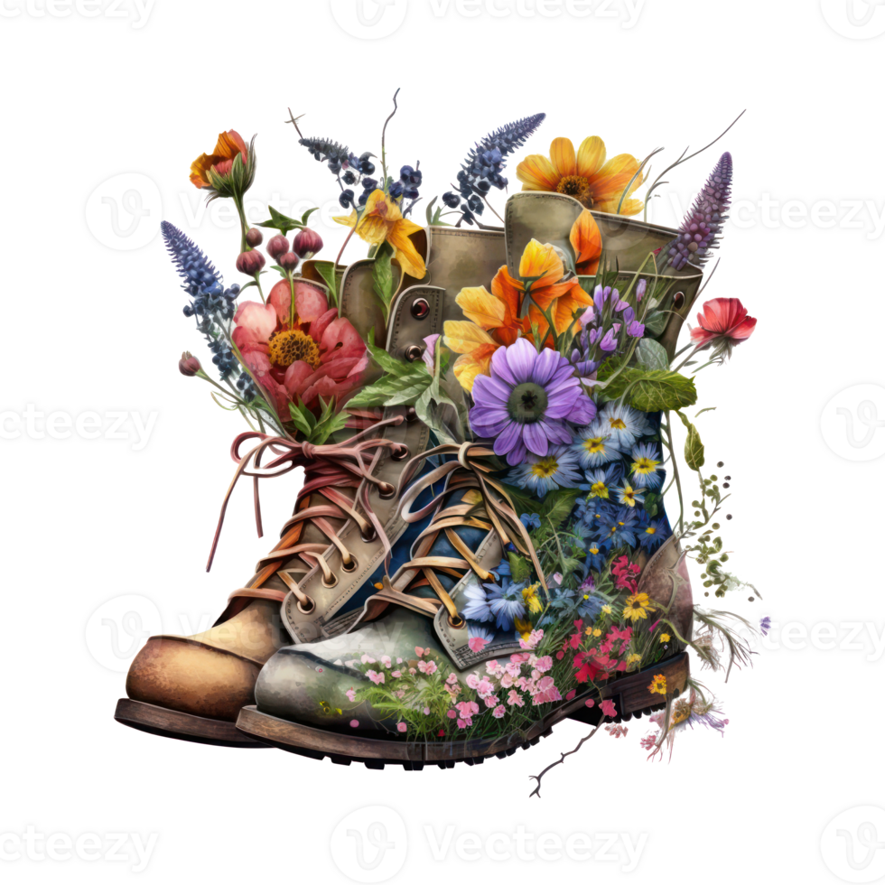 Watercolor painting of pair of boots . png