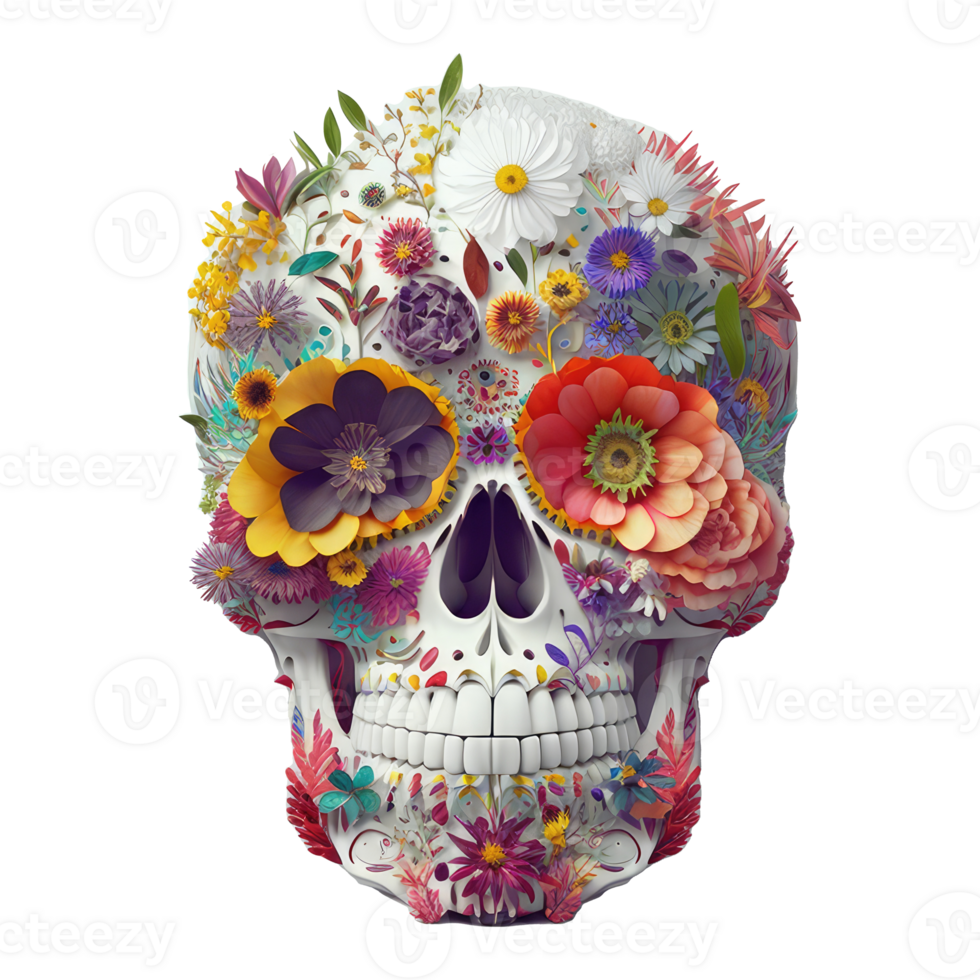 dia de los Muertos Zucker Schädel . ai generiert png