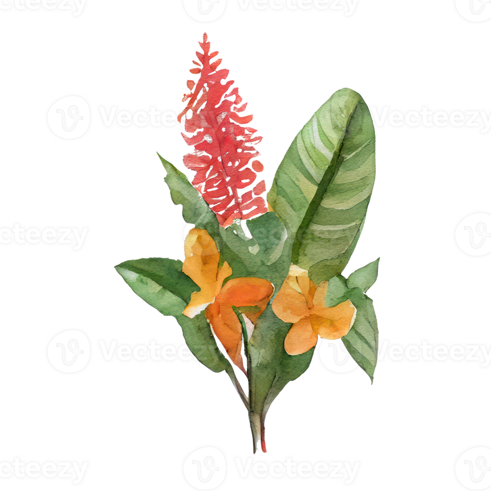 Tropical leaves in watercolor . png