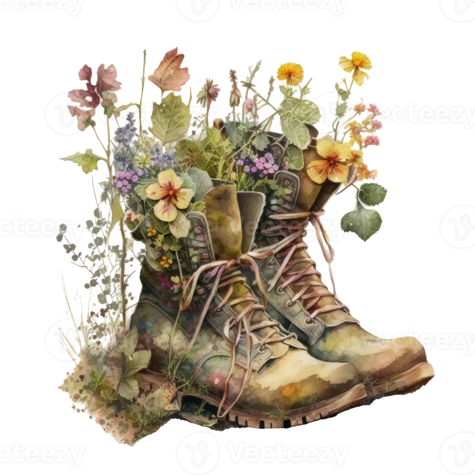 Watercolor painting of pair of boots . png