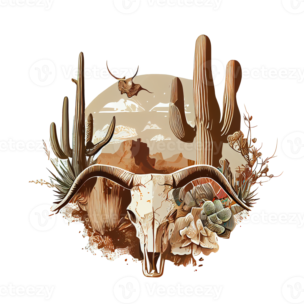 cow skull art illustration . png