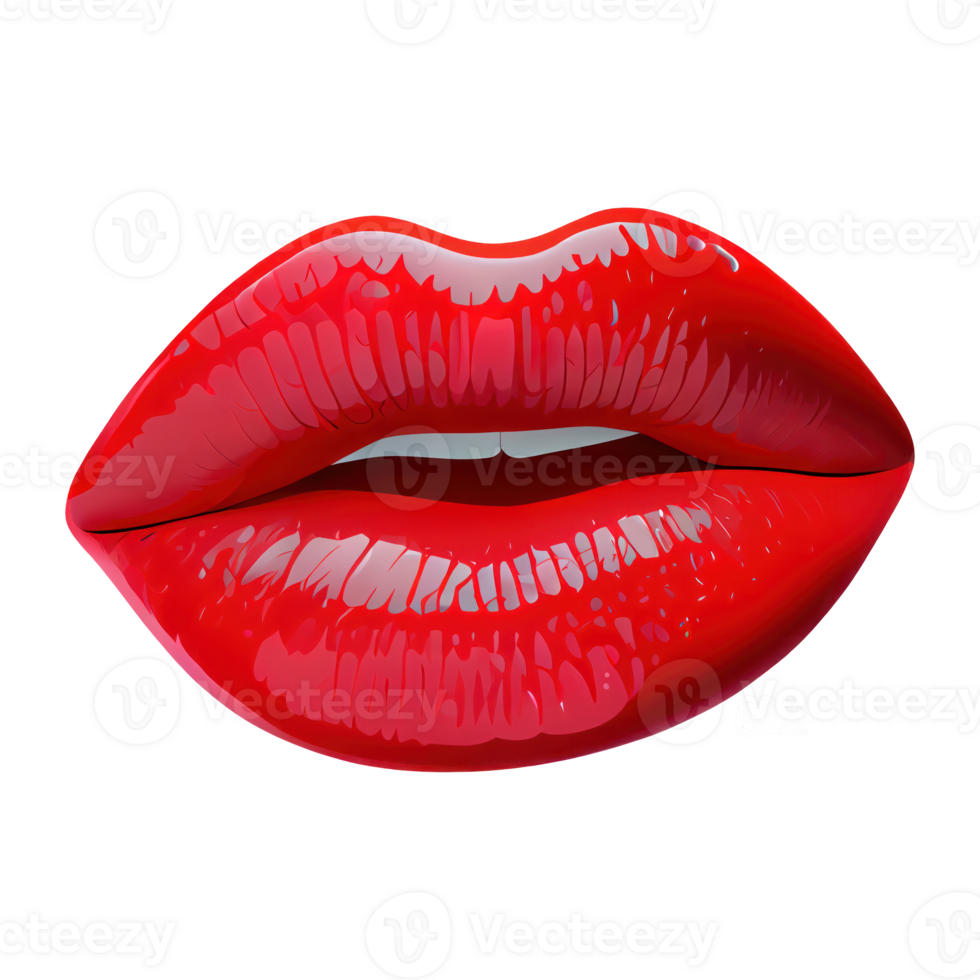 Pinky red lips with mouth slightly open and teeth visible with dripping color on the bottom . png