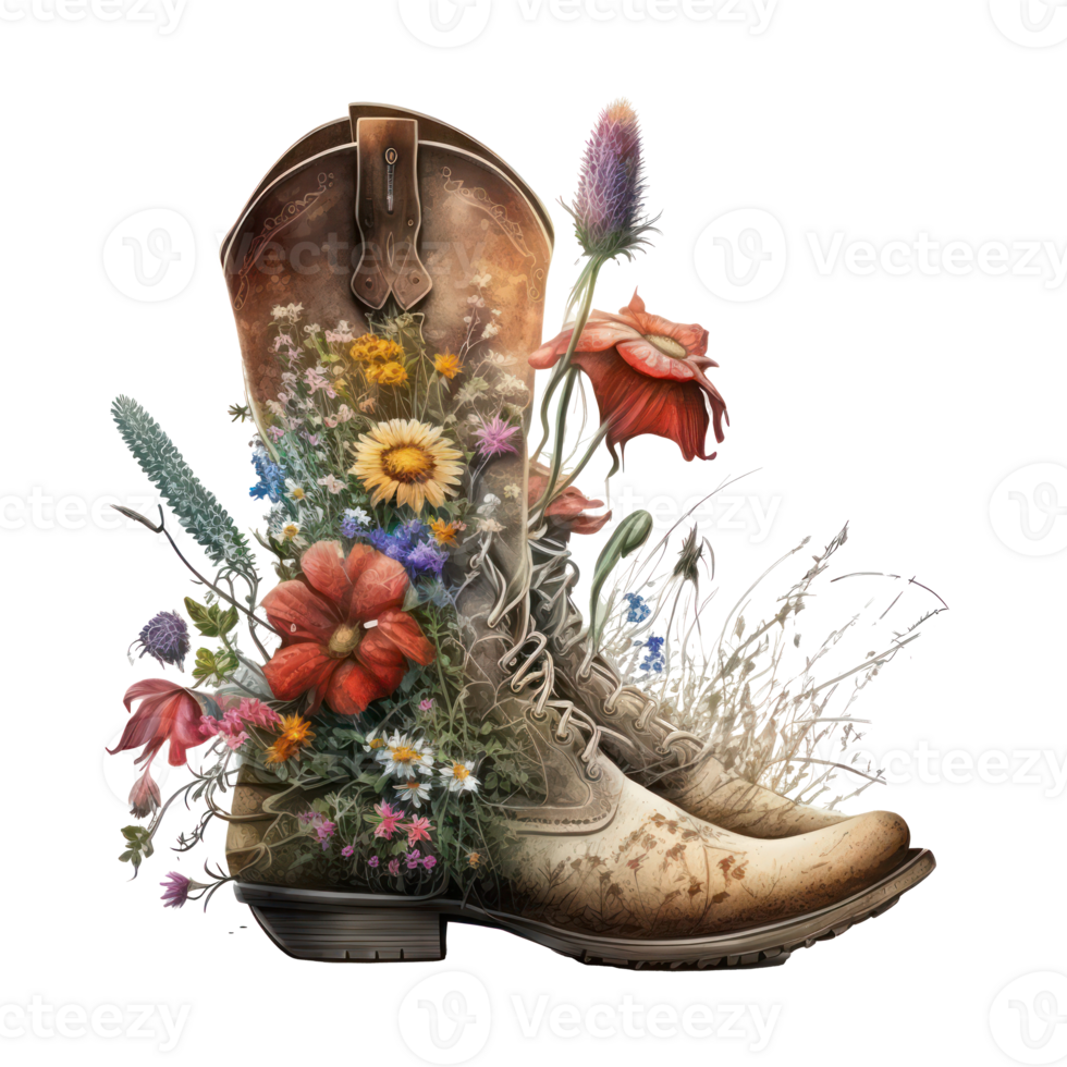 Watercolor Cowgirl Boots . png