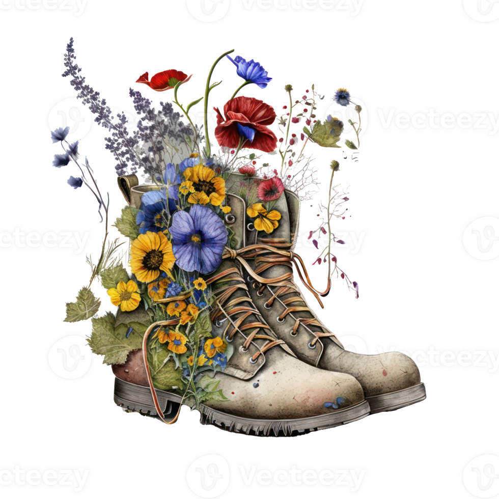Watercolor painting of pair of boots . png