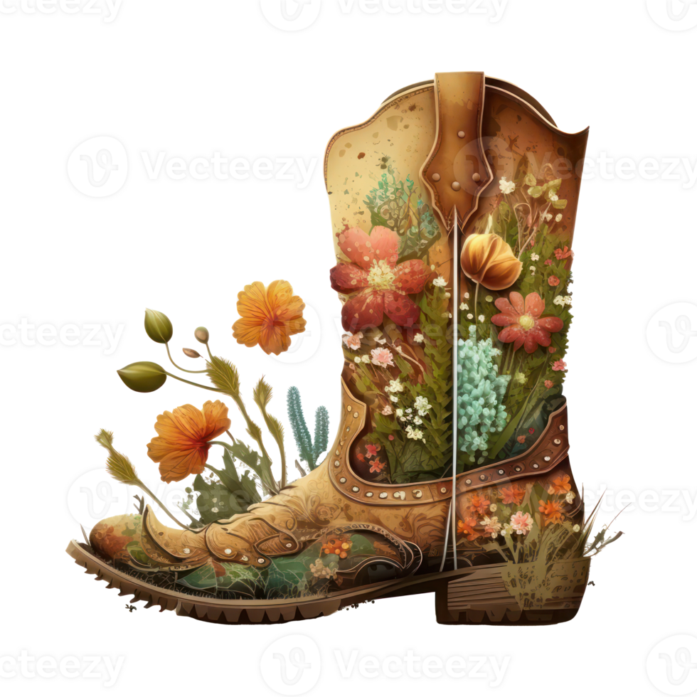 Watercolor Cowgirl Boots . png