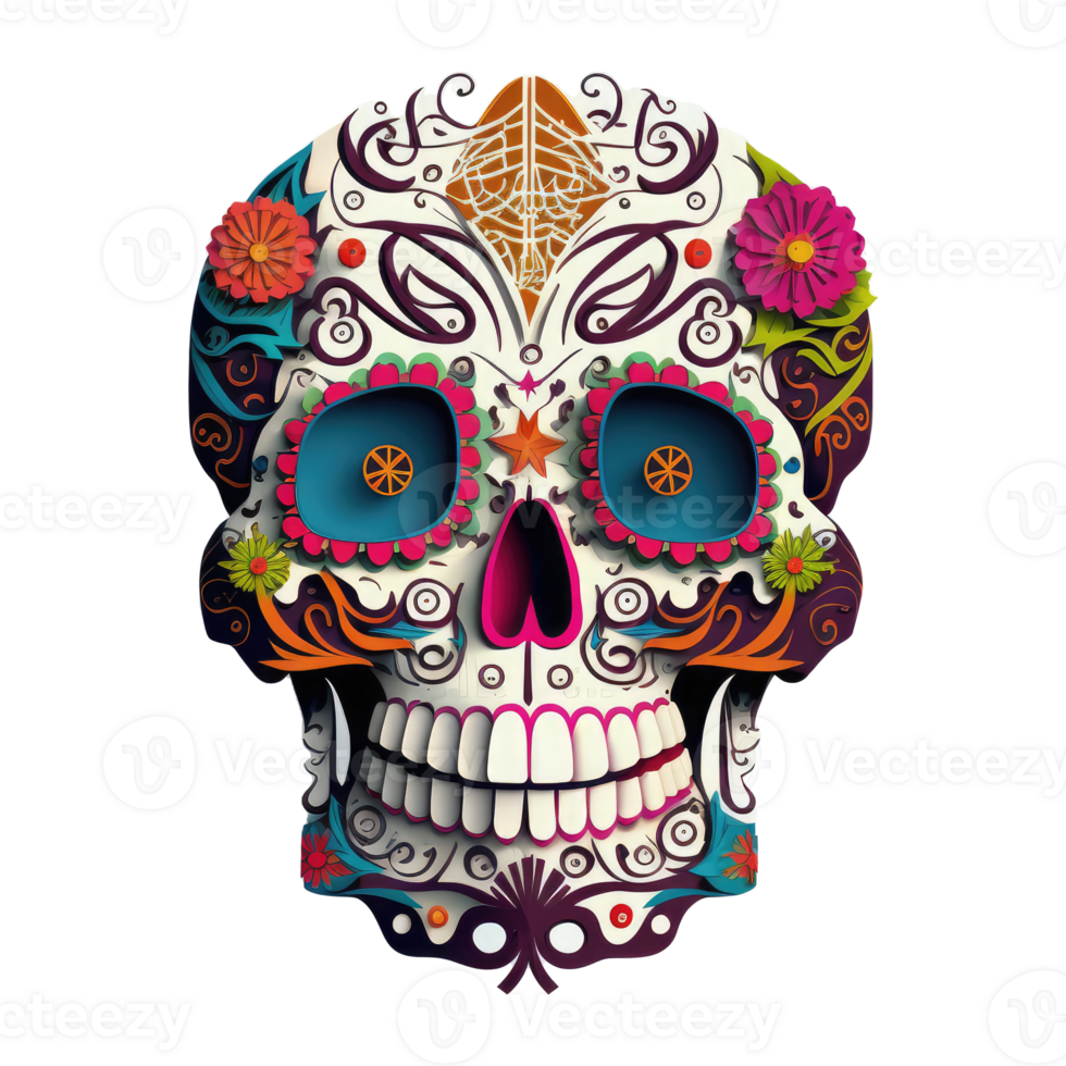 dia de los Muertos Zucker Schädel . ai generiert png