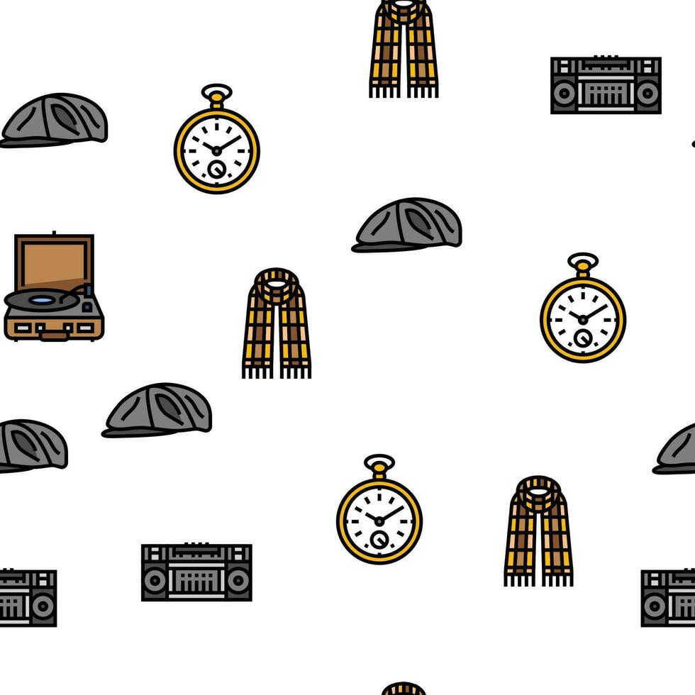 hipster retro vintage old style vector seamless pattern