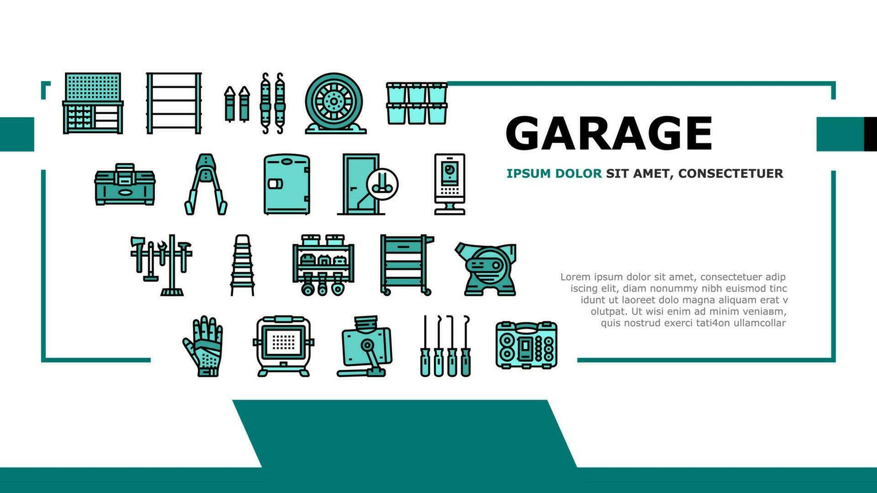 garaje herramientas Servicio auto reparar aterrizaje encabezamiento vector