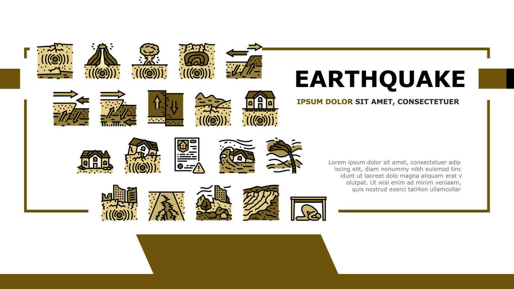 earthquake disaster wave crack landing header vector