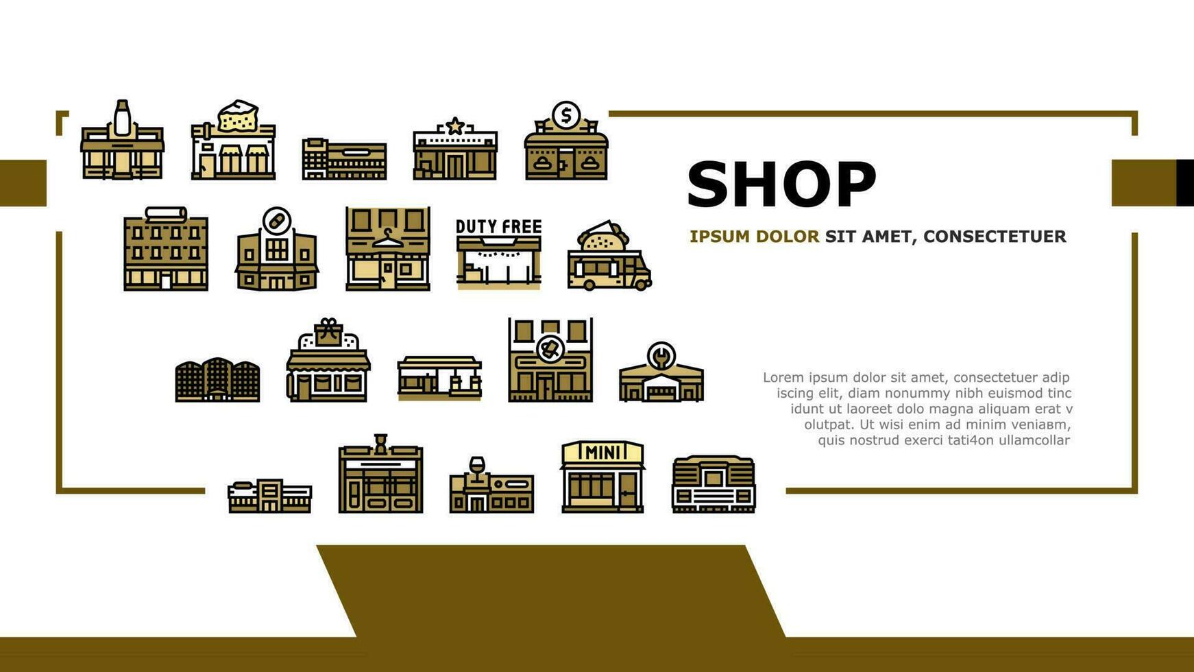 store shop retail web cart landing header vector