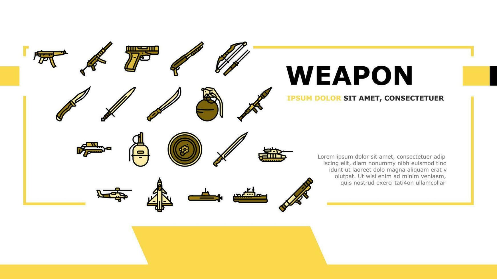 weapon war gun military army landing header vector