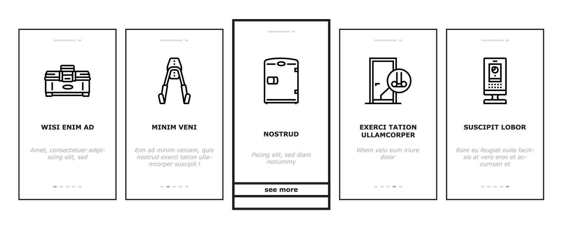 garage tools service auto repair onboarding icons set vector