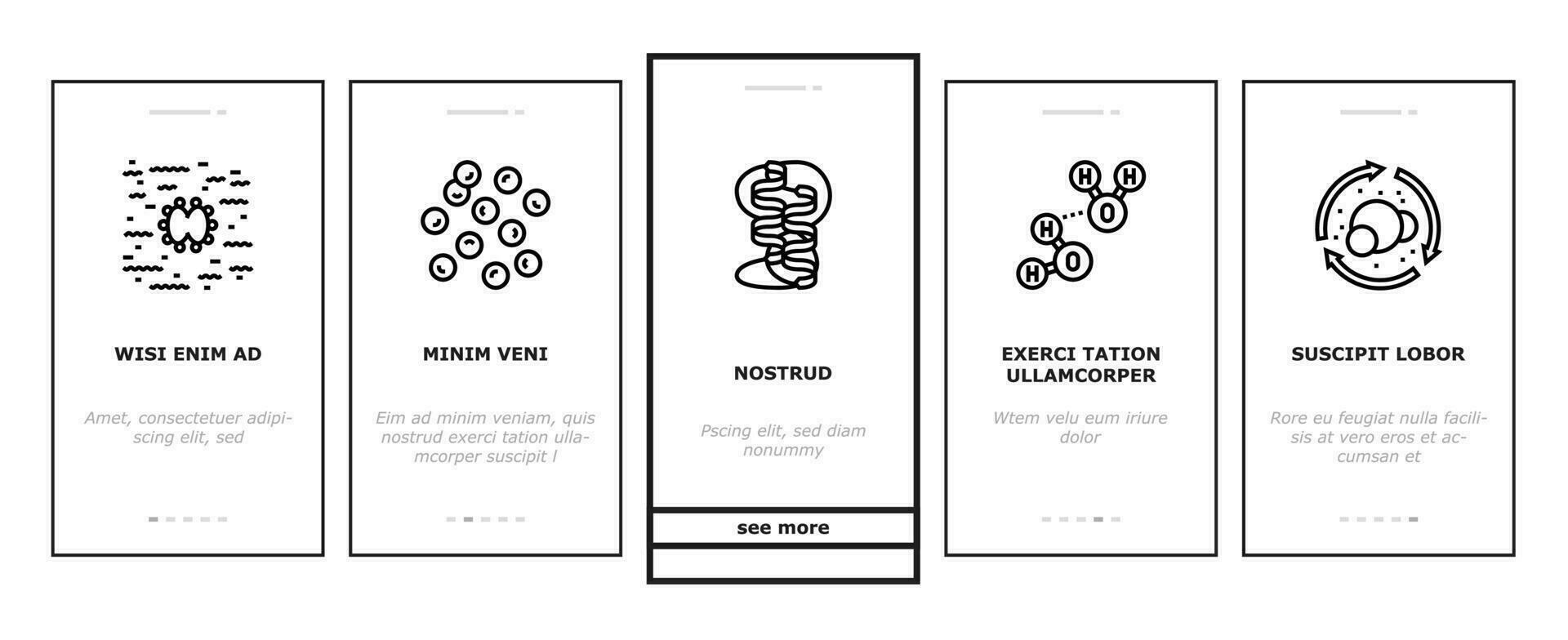 biotechnology chemistry science onboarding icons set vector