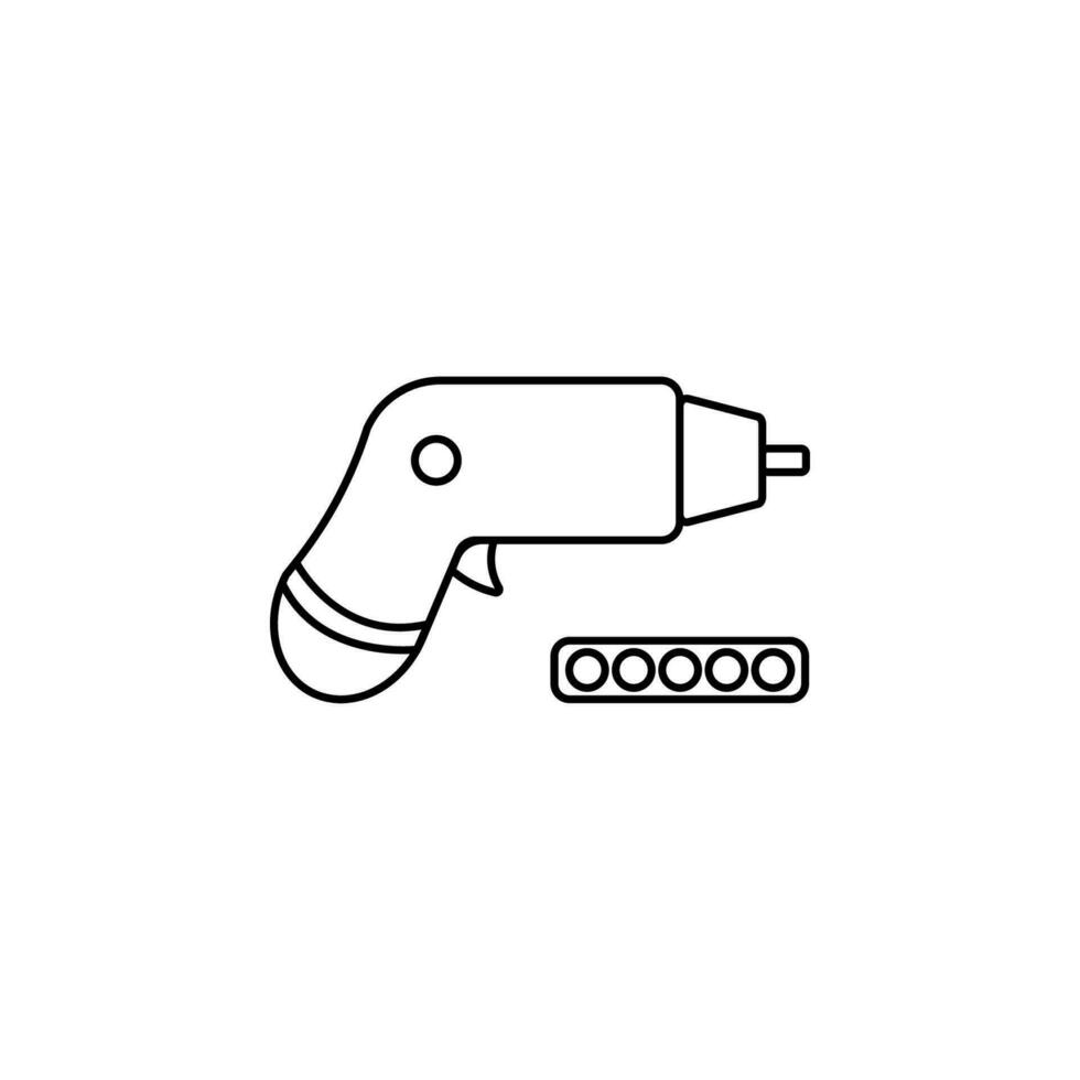 Screw driver bit line vector icon illustration