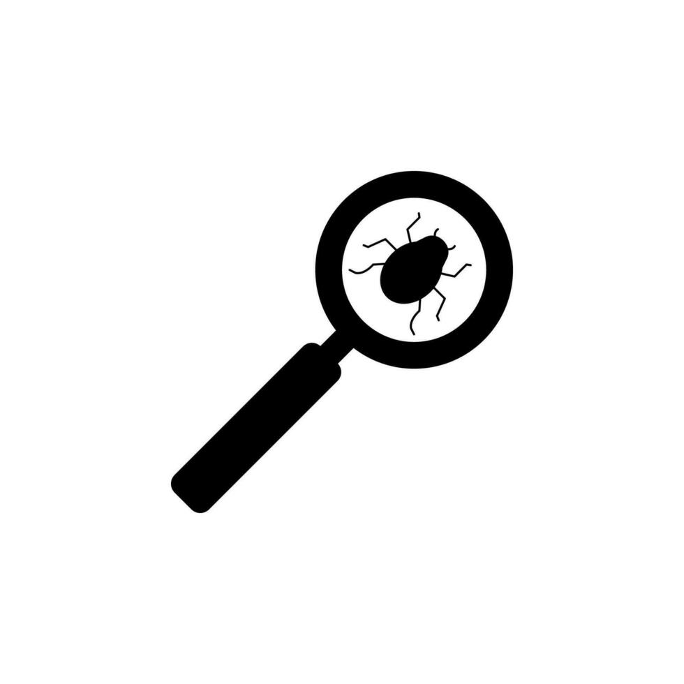 Magnifier, bug vector icon illustration