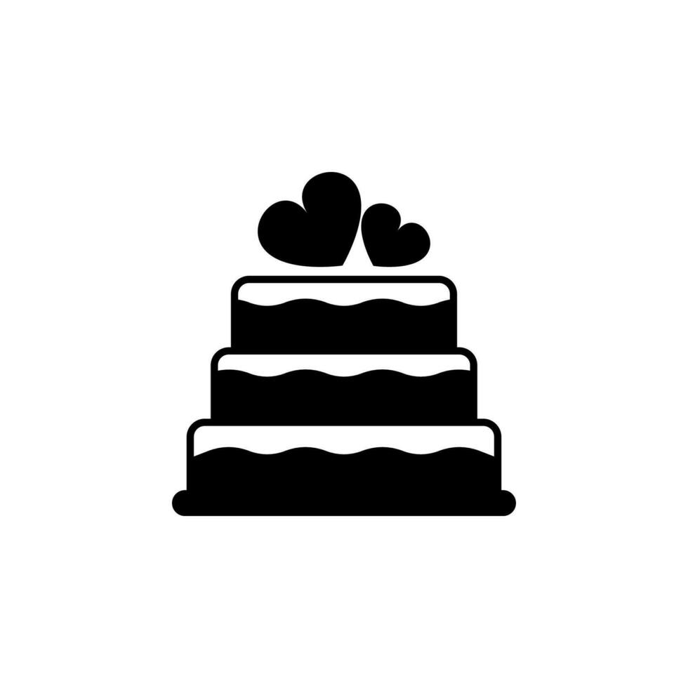 cake and hearts vector icon illustration