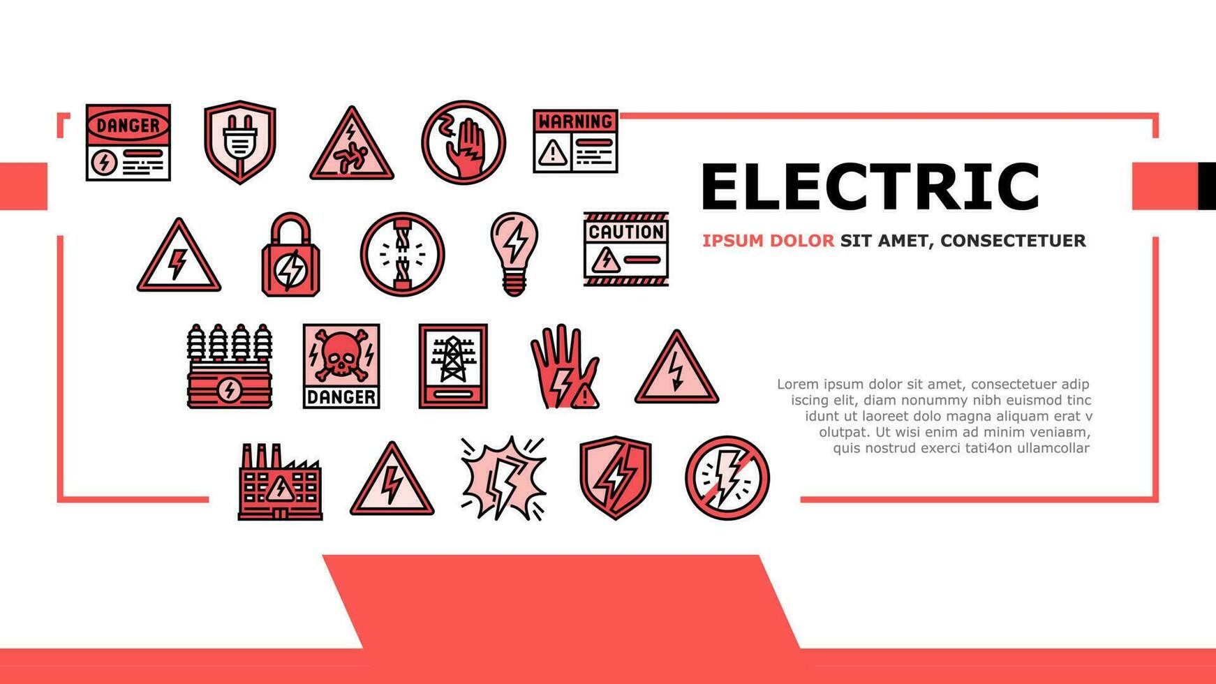 electric danger shock power landing header vector