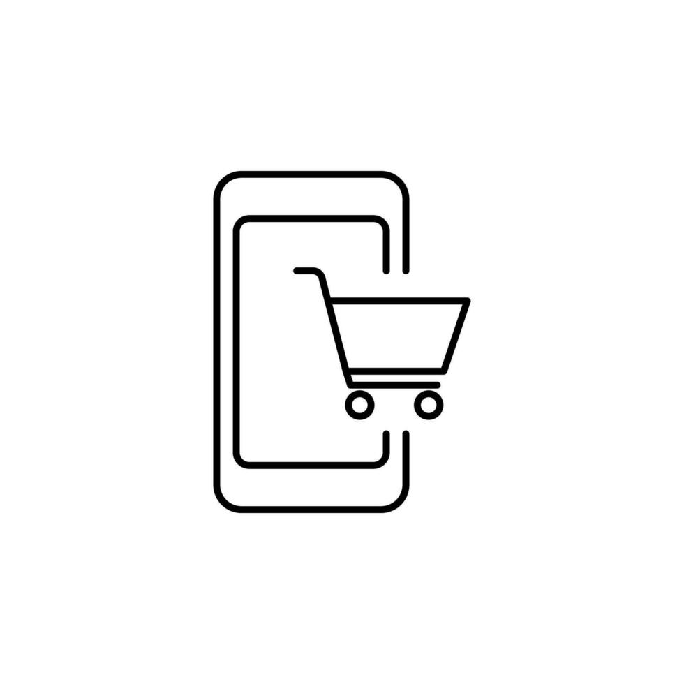 mobile phone, shop trolley vector icon illustration