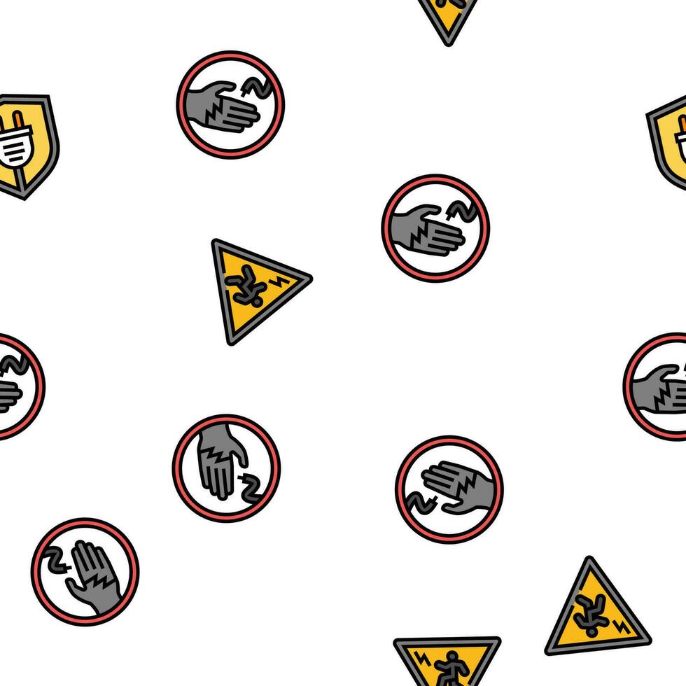 electric danger shock power vector seamless pattern