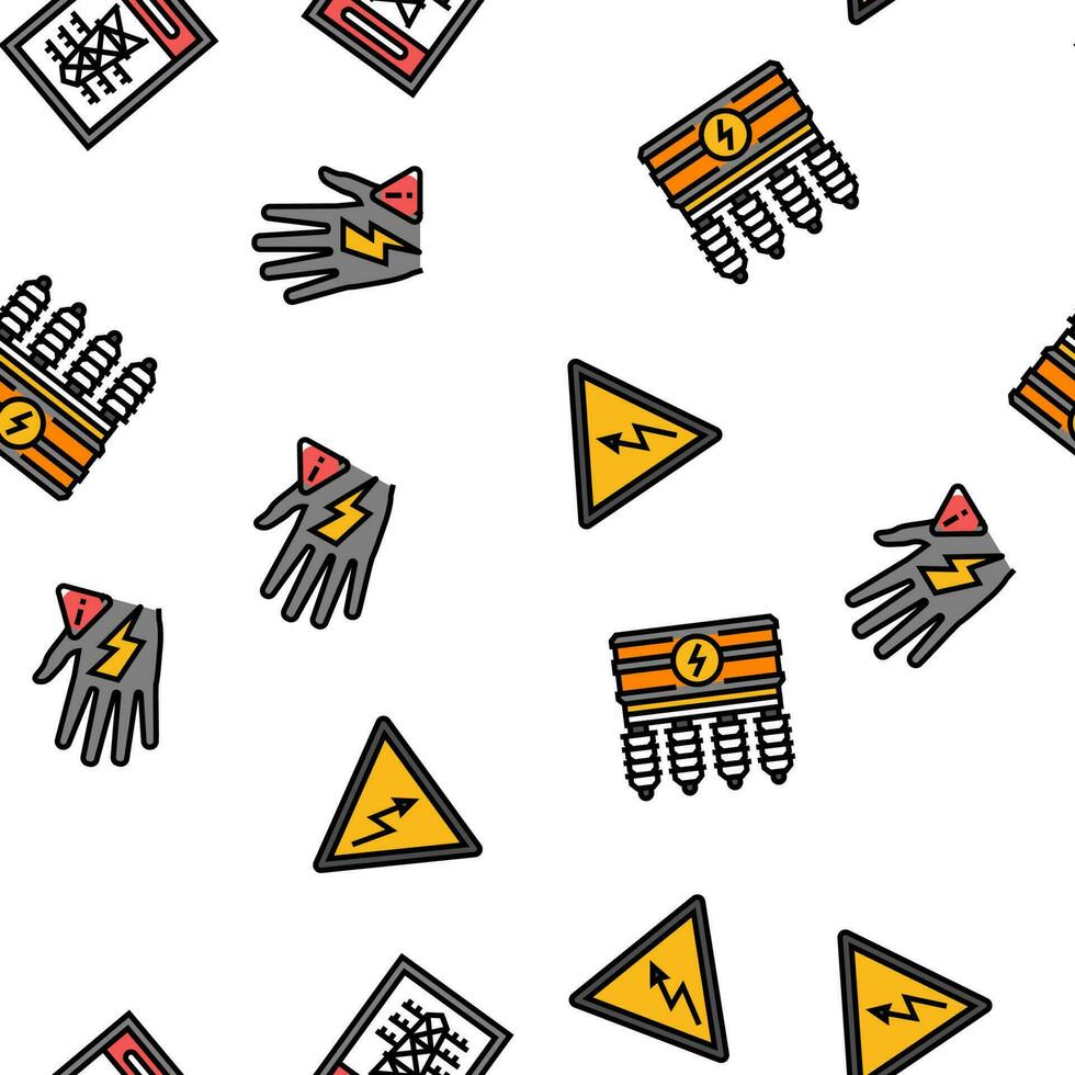 electric danger shock power vector seamless pattern