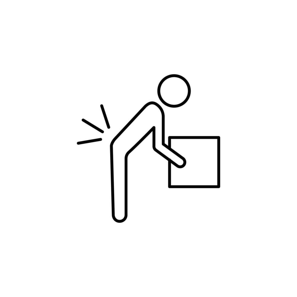 Person lifting a heavy object line vector icon illustration