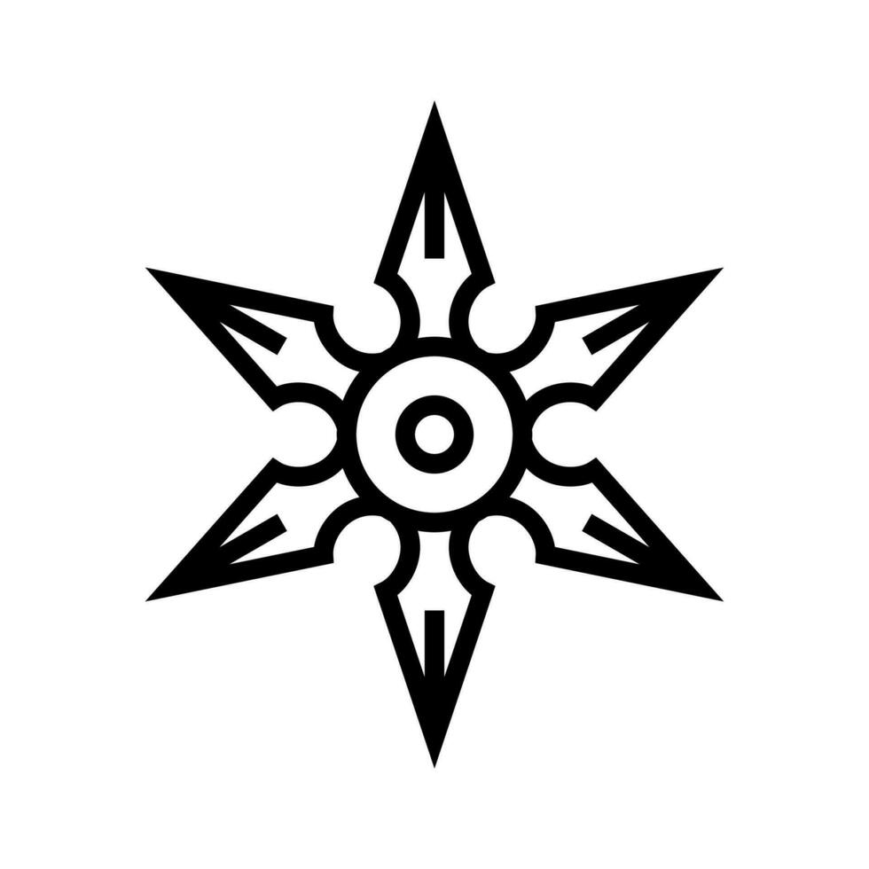 shuriken arma militar línea icono vector ilustración