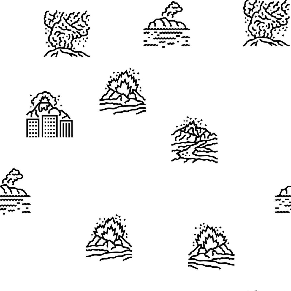 volcano lava eruption nature vector seamless pattern