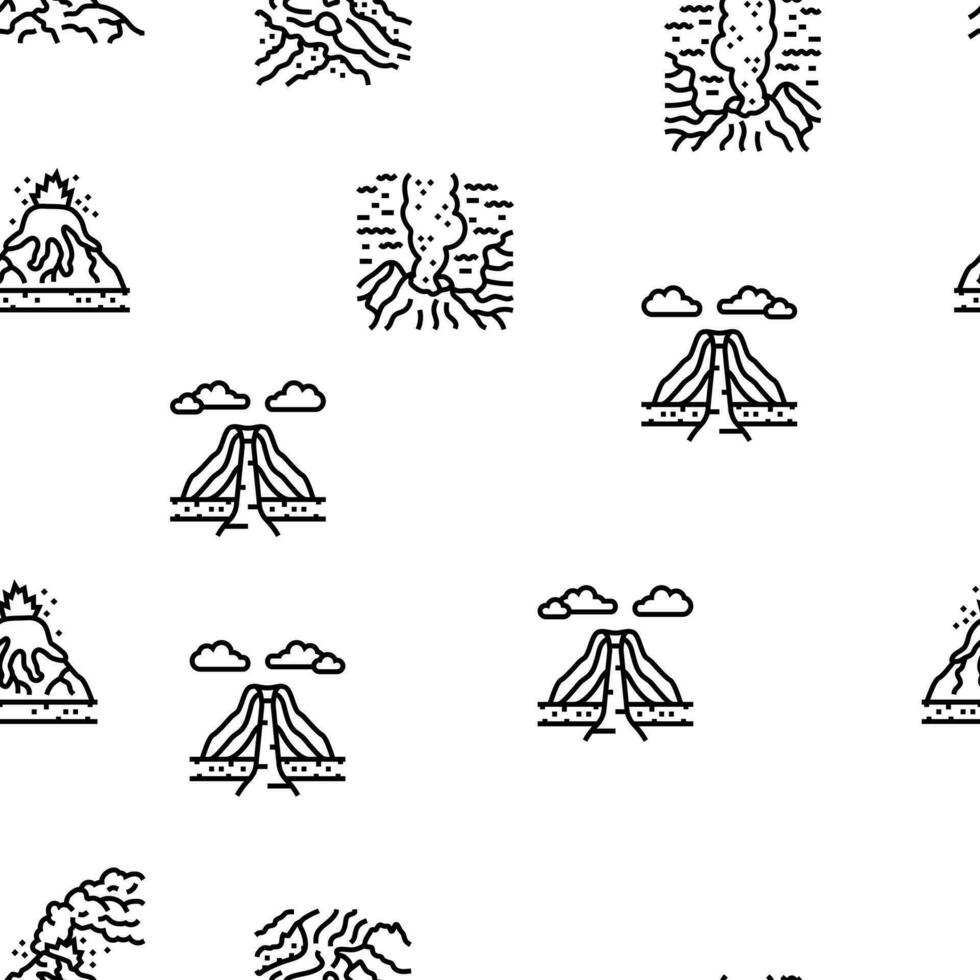 volcano lava eruption nature vector seamless pattern