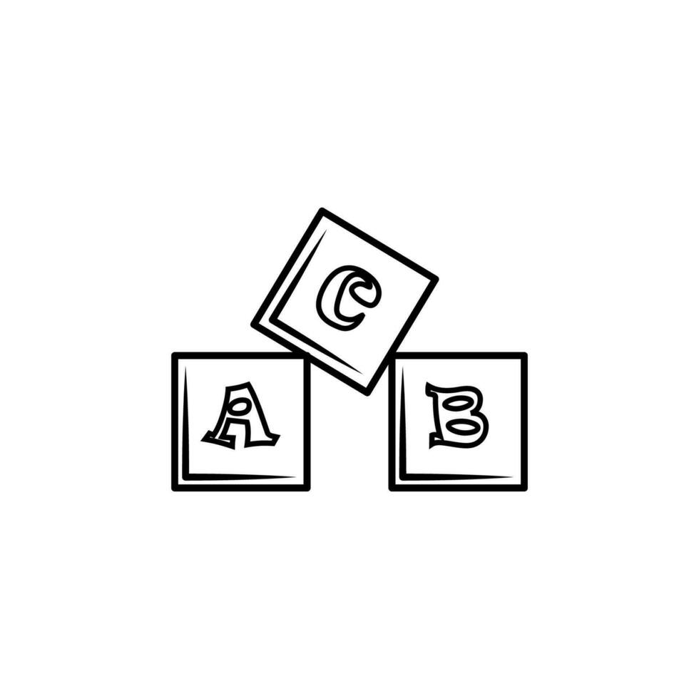 alphabet cubes with letters A,B,C vector icon illustration