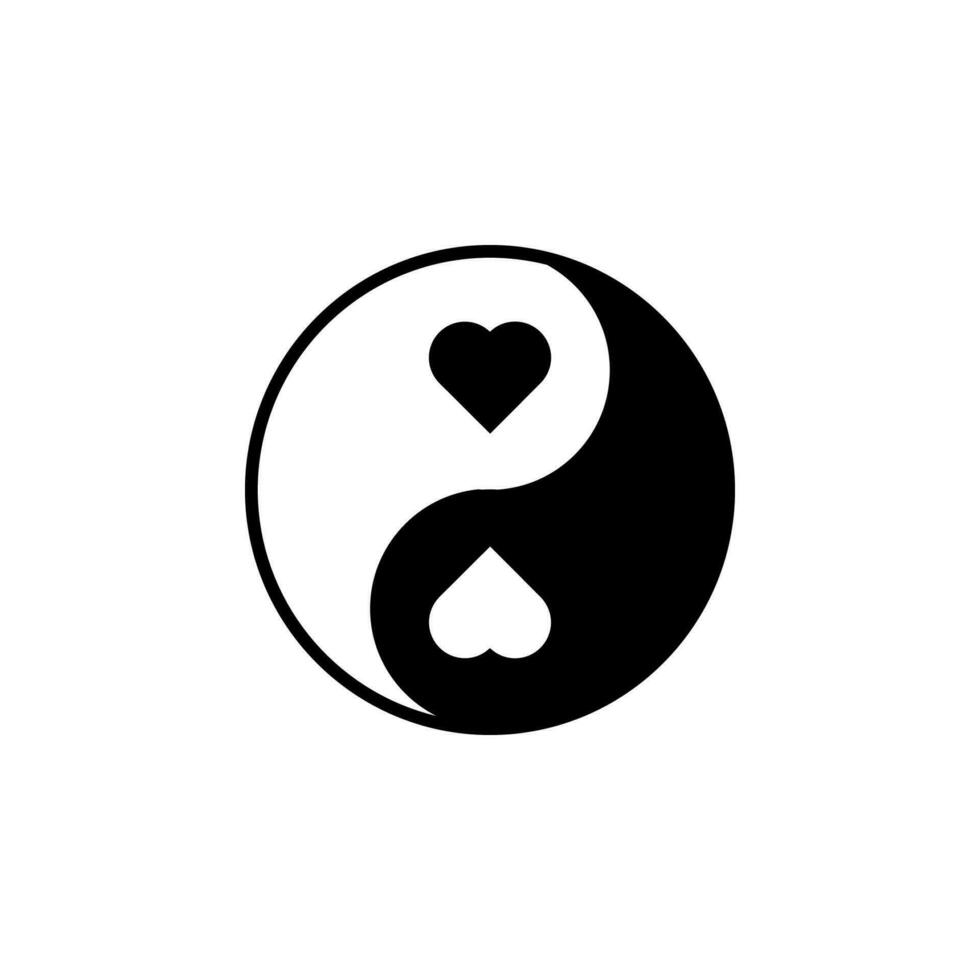 yin yang heart vector icon illustration