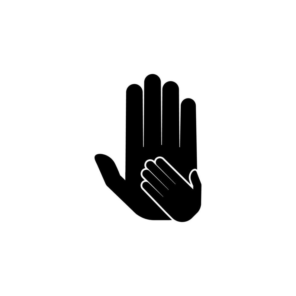 Big hand with small hand vector icon illustration