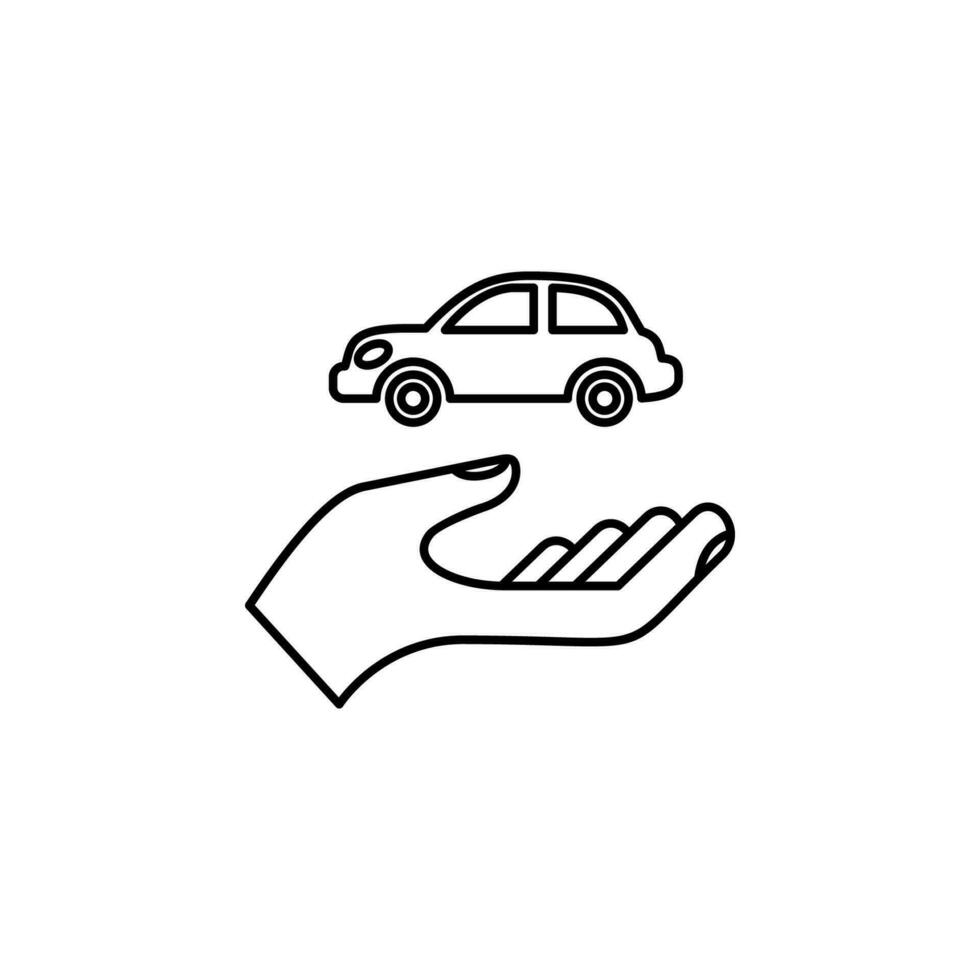 mano sostiene coche vector icono ilustración