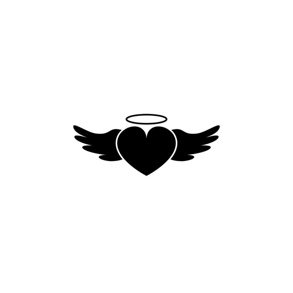 Heart with wings and a halo vector icon illustration