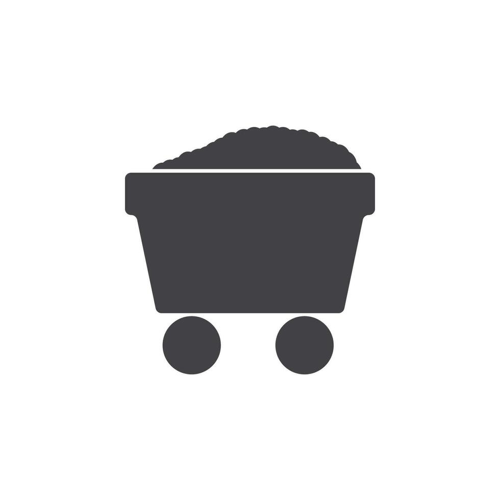 trolley with coal vector icon illustration